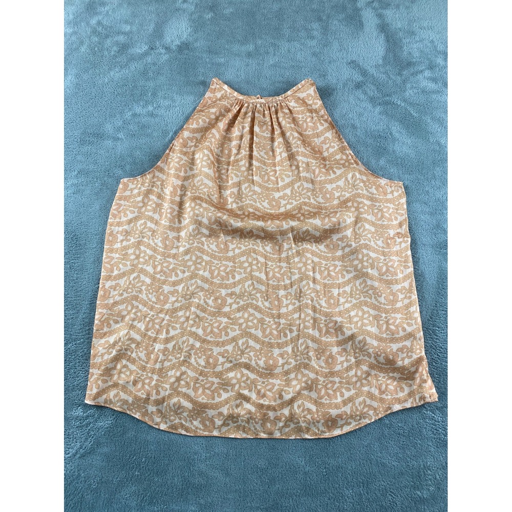 Current Air Los Angeles Peach Floral Halter Neck Blouse Top Small NWT